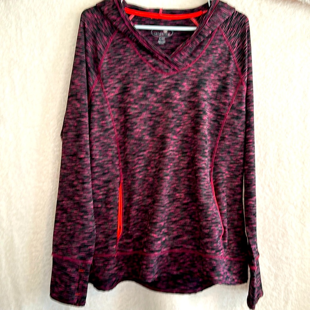 Tangerine hoodie XL.Long sleeves with thumb slots. Black gray & pink colored.